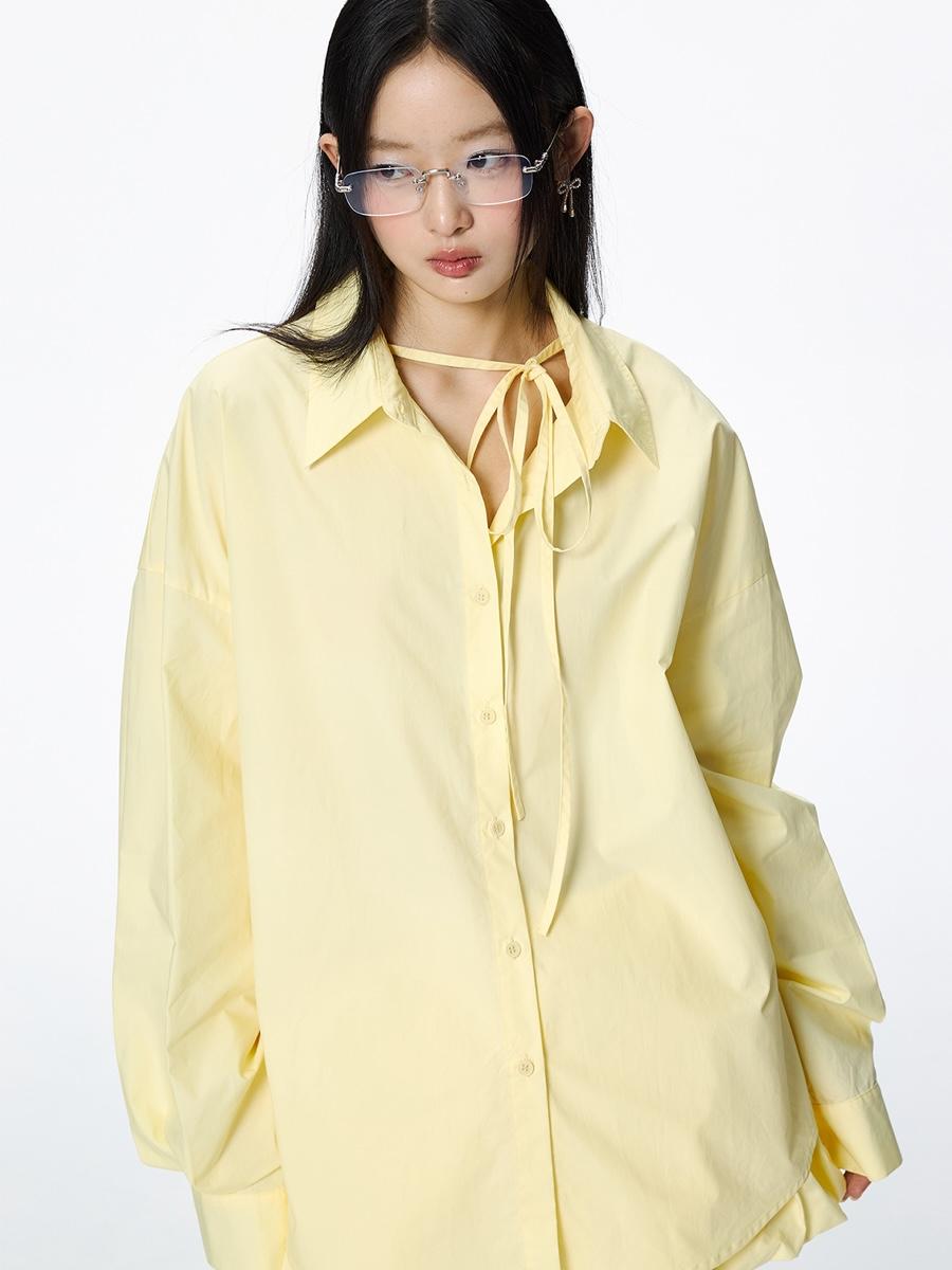 ARCHEDMOON Strap Pointed Loose Shirt (4color)