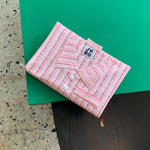 Folded cloth diary cover - Cool stripes PINK