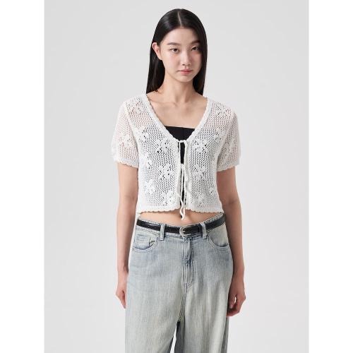 레이스 스트랩 반소매 카디건  아이보리 (16475AGY20)