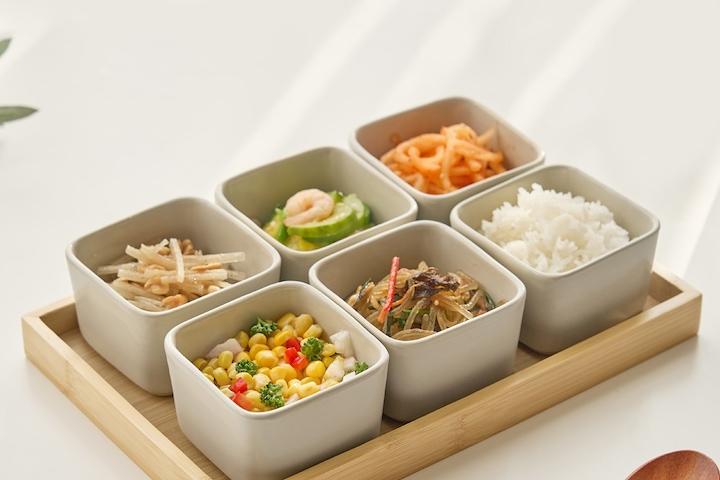 나눔접시 세트 (정사각6+우드트레이) 2colors