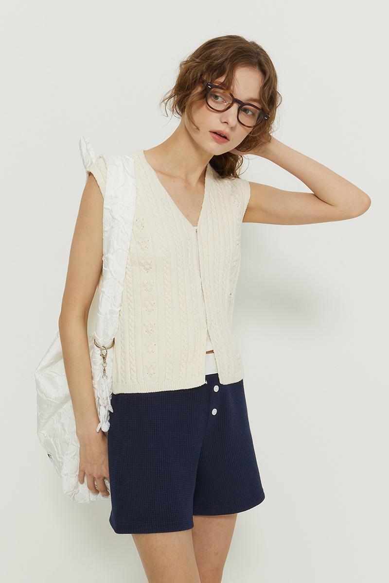 Grandma open vest_cream