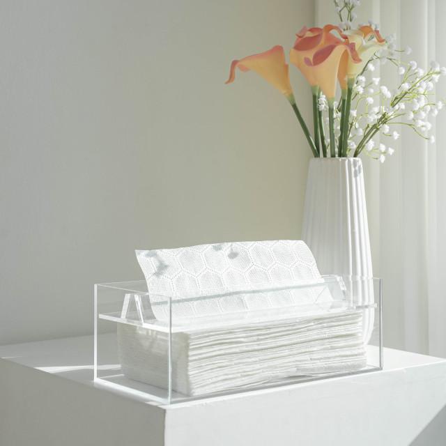 높이조절 아크릴 각티슈 케이스 투명 사각 휴지 케이스 카페용
