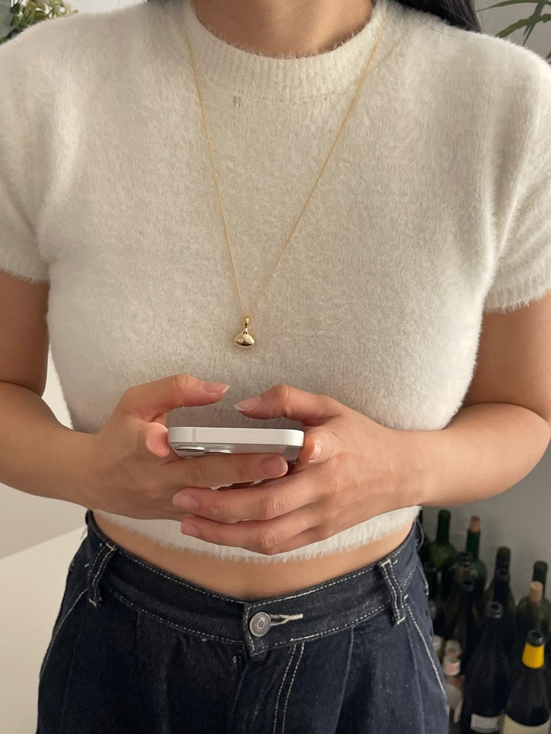 블링살롱 [당일출고/무배!] 국내제작 통통 물방울 드롭 펜던트 롱 체인 네크리스 목걸이 2color