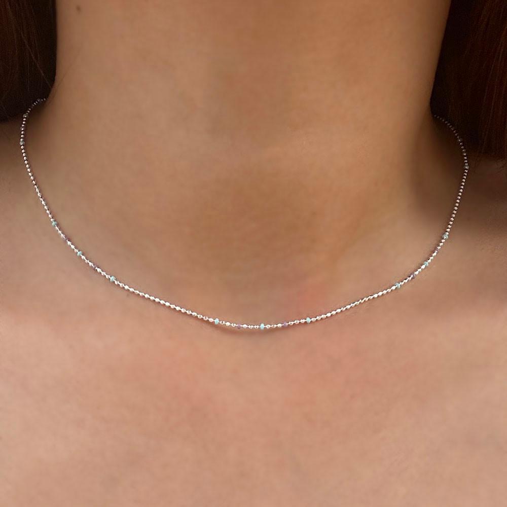 실버 925 에폭시 컷팅체인 볼 목걸이