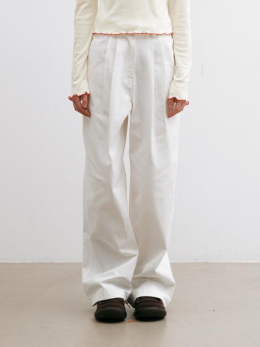 Relaxed Two-Tuck Cotton Pants White
