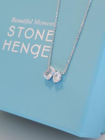 [스톤헨지] SC 실버 언발란스 큐빅 목걸이 SC24A32E