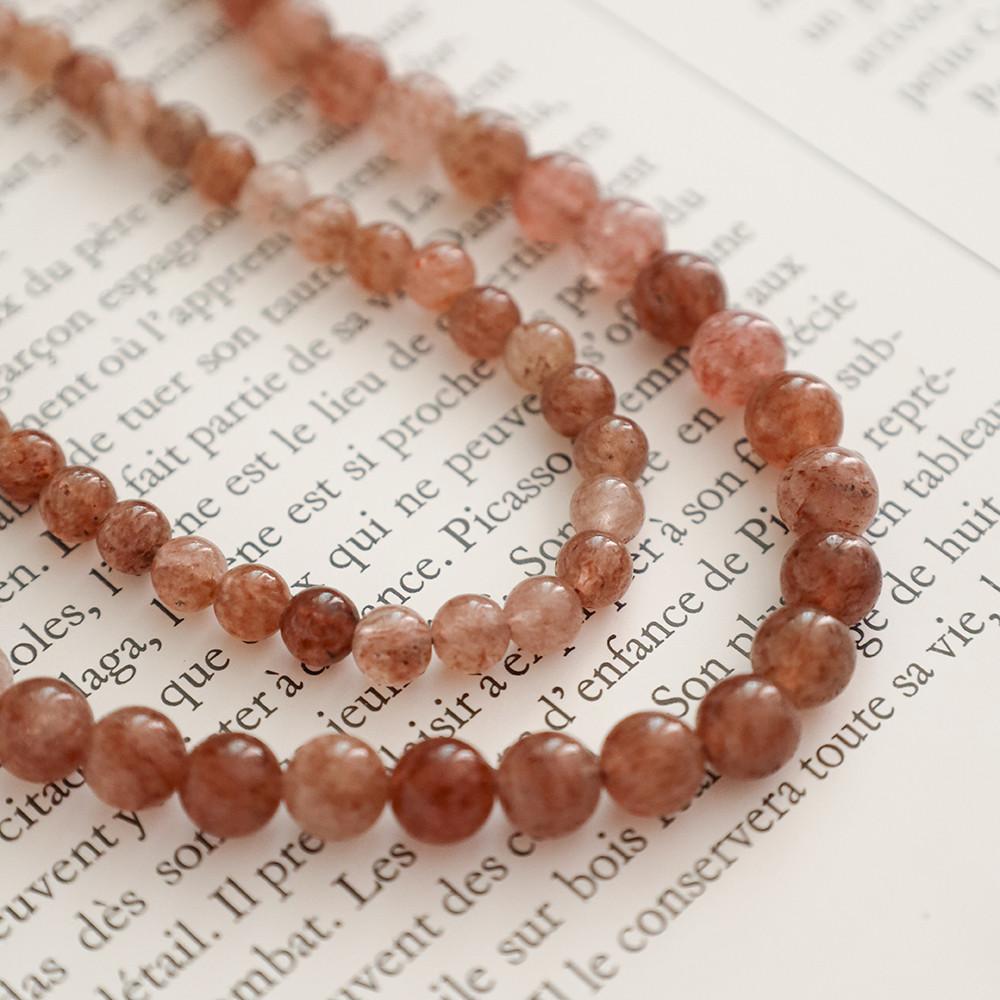 레드빈 6mm/8mm 스트로베리쿼츠 딸기석 목걸이