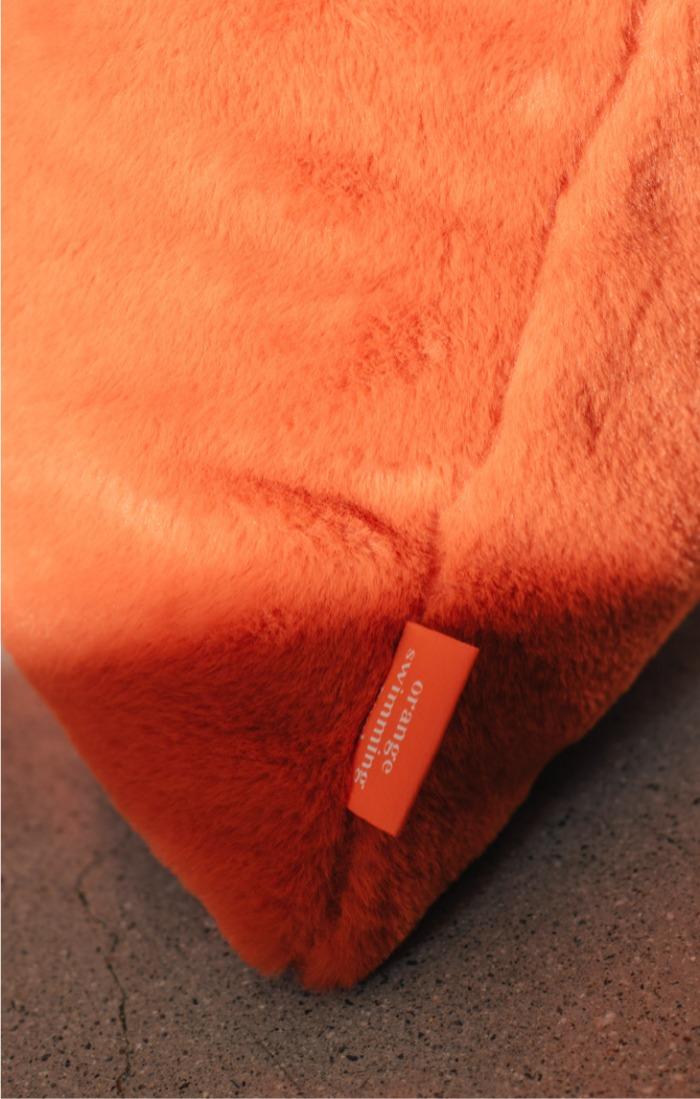 spicy orange eco fur cushion cover