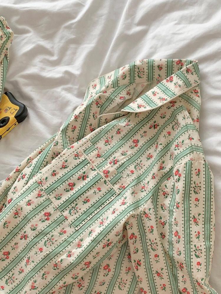 빠히 플라워 빈티지 긴팔 잠옷 우정 파티 파자마