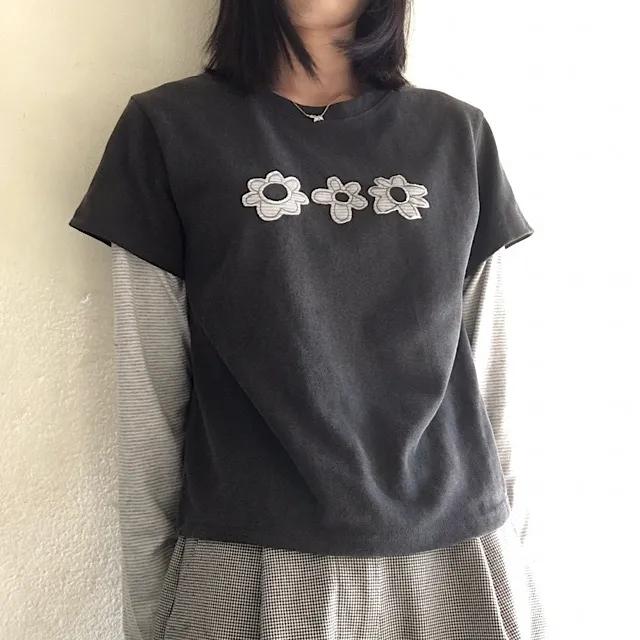 (신상/인기)꽃패치 데이지 긴팔 티셔츠 3color