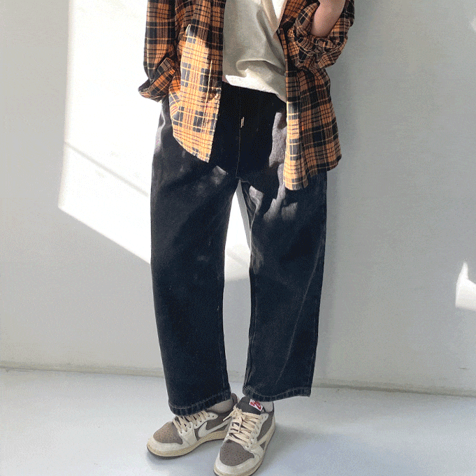 청피코 컬러 데님 배기팬츠