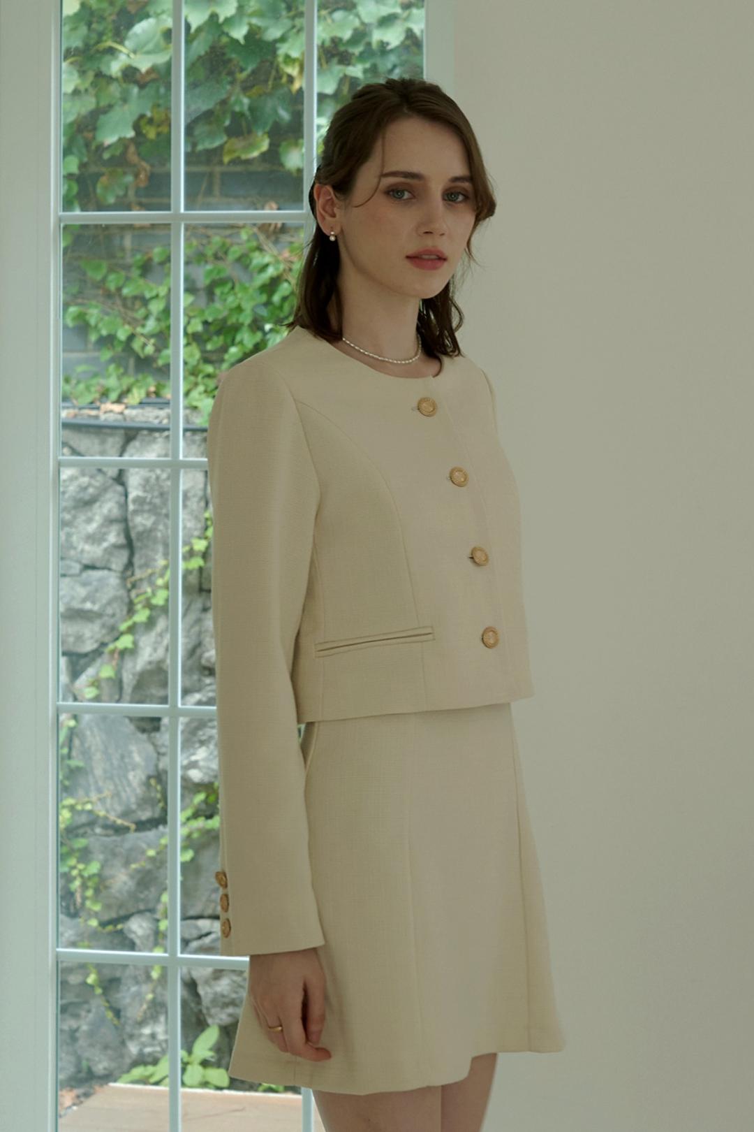 Bonita Neat Tweed SET(Jacket+Dress) Cream