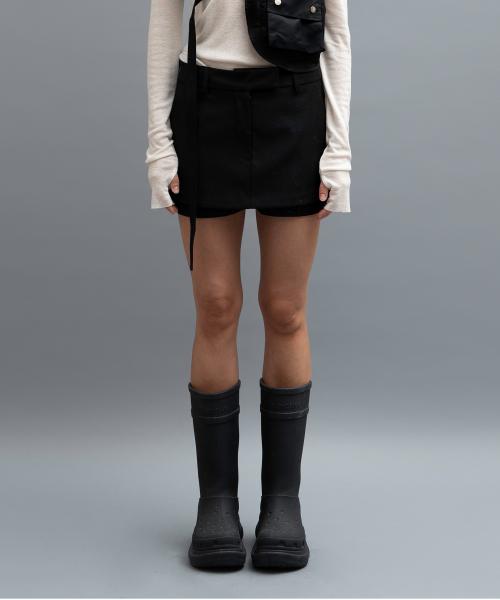 LOW WAIST MINI COTTON SKIRT SHORTS, BLACK