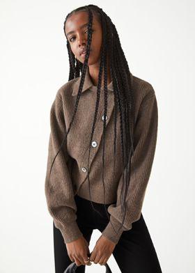 박시 에이시메트릭 가디건