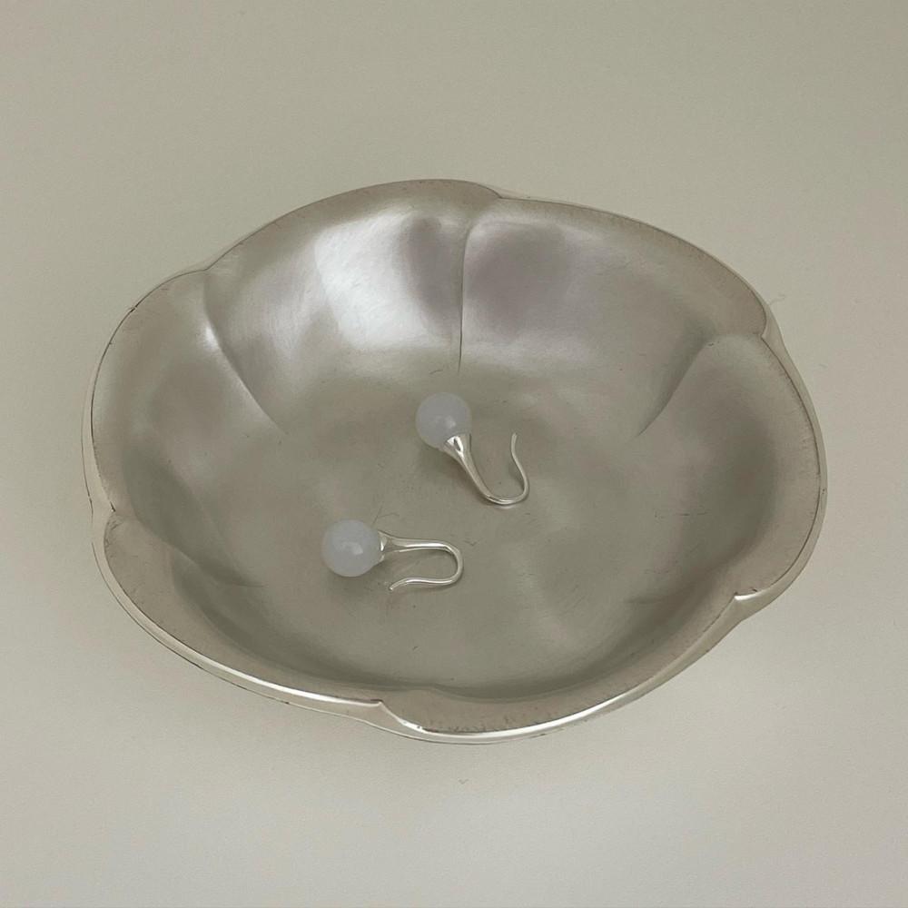 [당일] 실버925 white jade earing 데일리 심프 백옥 귀걸이 천연 원석 드롭귀걸이