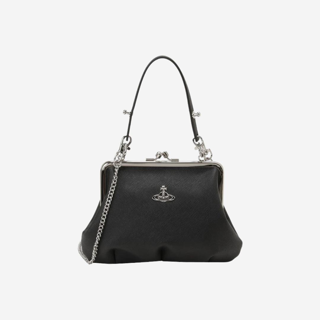Vivienne Westwood Saffiano Biogreen Granny Frame Purse Black