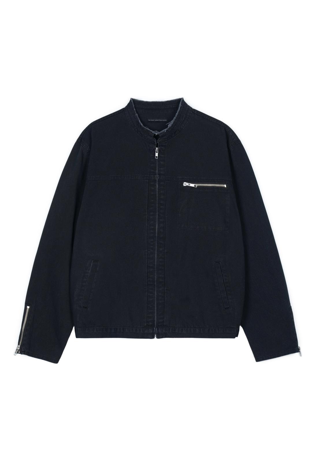 vintage rough neck zip-up/Black