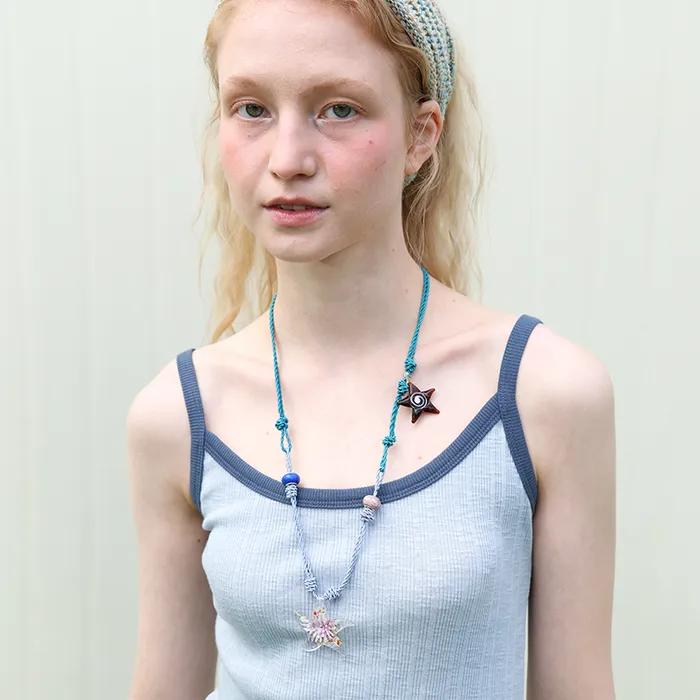 Starfish Knotted Necklace - Blue