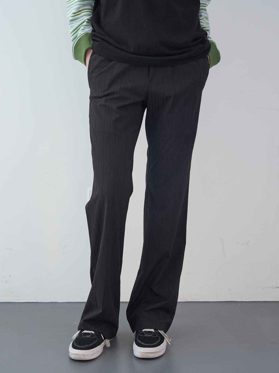 섀도우 스트라이프 밴딩 부츠컷 팬츠 (Black)