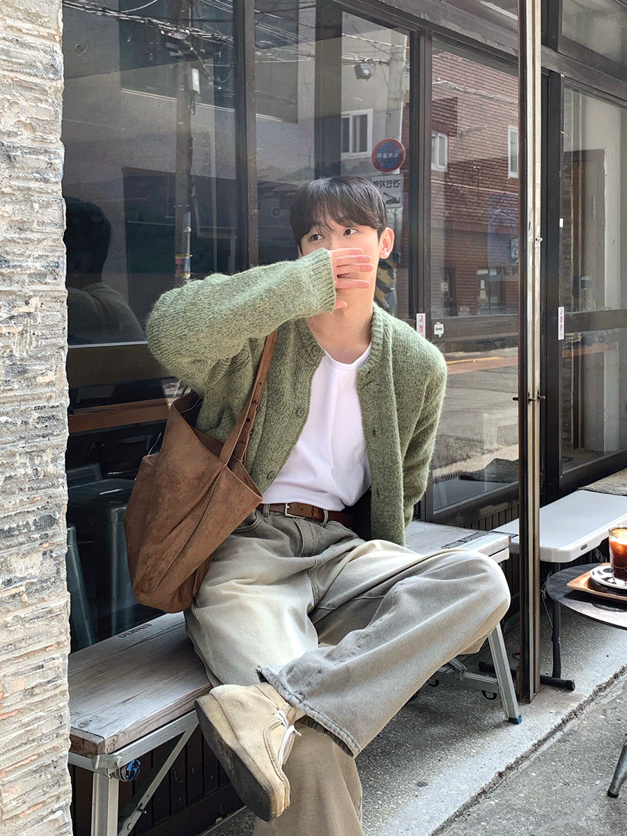 [ 이 가디건의 주제는 포근한 가을 남친룩입니다 ]  젠틀 울 라운드 알파카 가디건