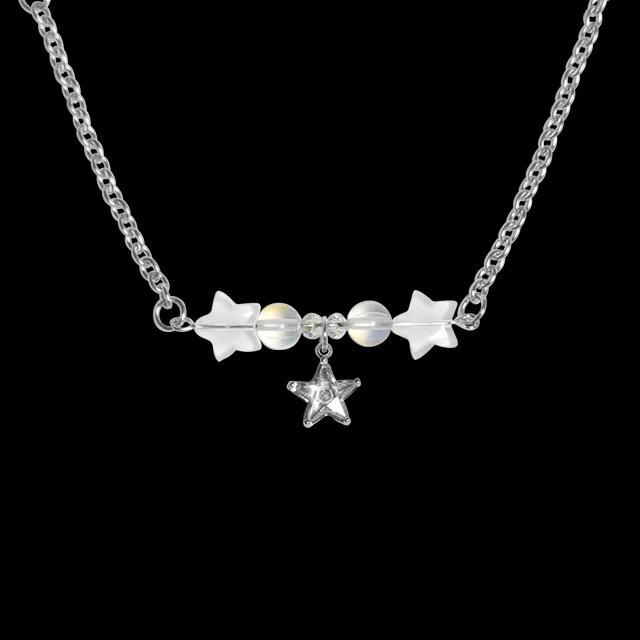 ⭐Unique Cubic Star Necklace🤍 / 유니크 큐빅 별 목걸이 자체제작 데일리 써지컬 체인 원석 기념일 생일선물