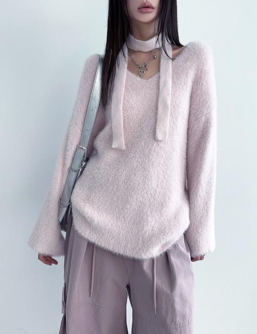 mild fur muffler loose knit