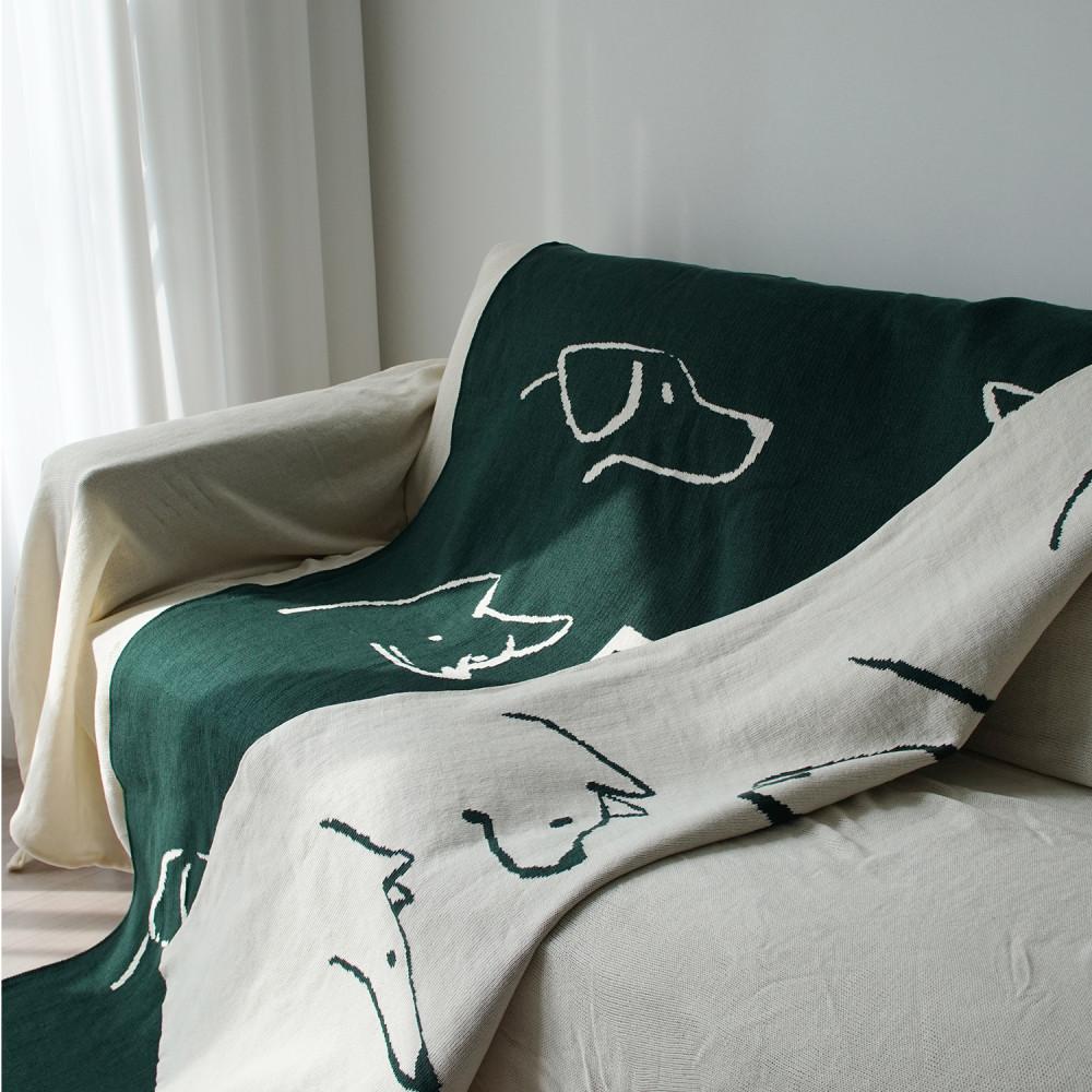 베르데VERDE 애니멀라인 양면 니트 블랭킷 2color