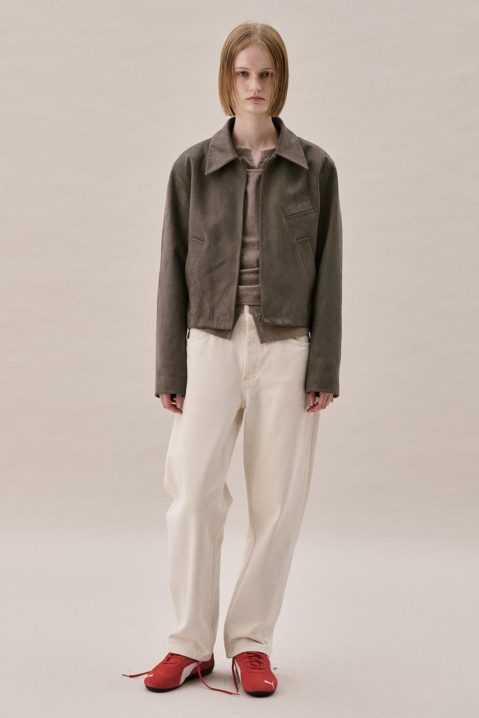 ECO SUEDE ZIP-UP JACKET_GREY