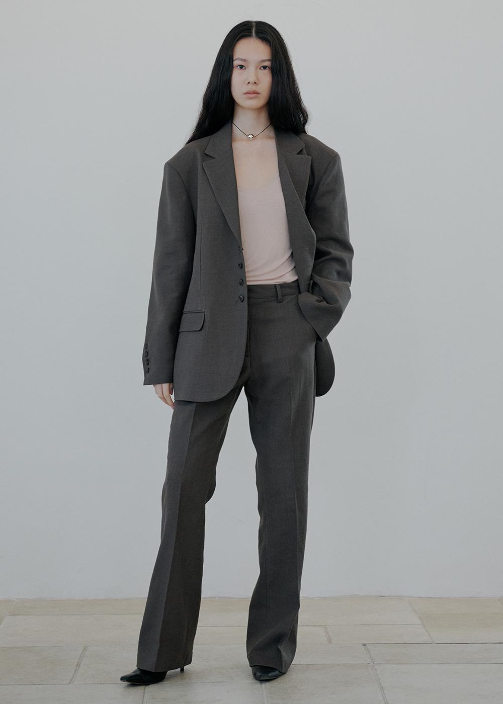 linen jacket pants setup w_khaki brown