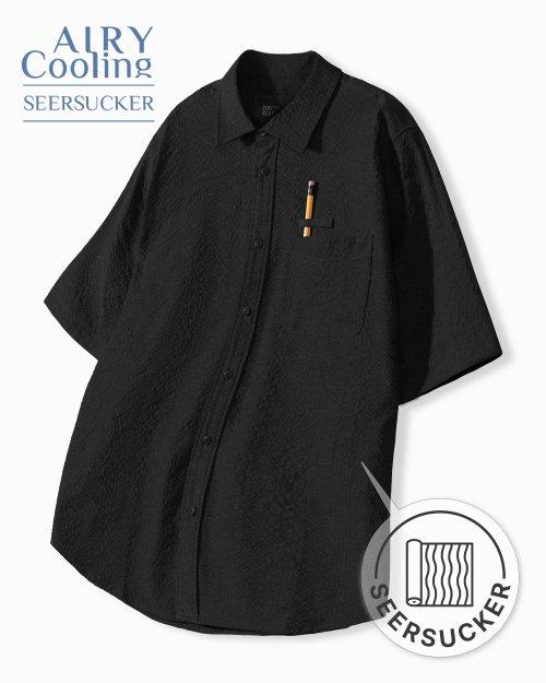 (올시즌) 시어서커 하프 셔츠_블랙