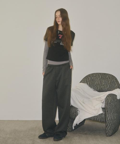 스트라이프 스웨트 팬츠 [CHARCOAL]