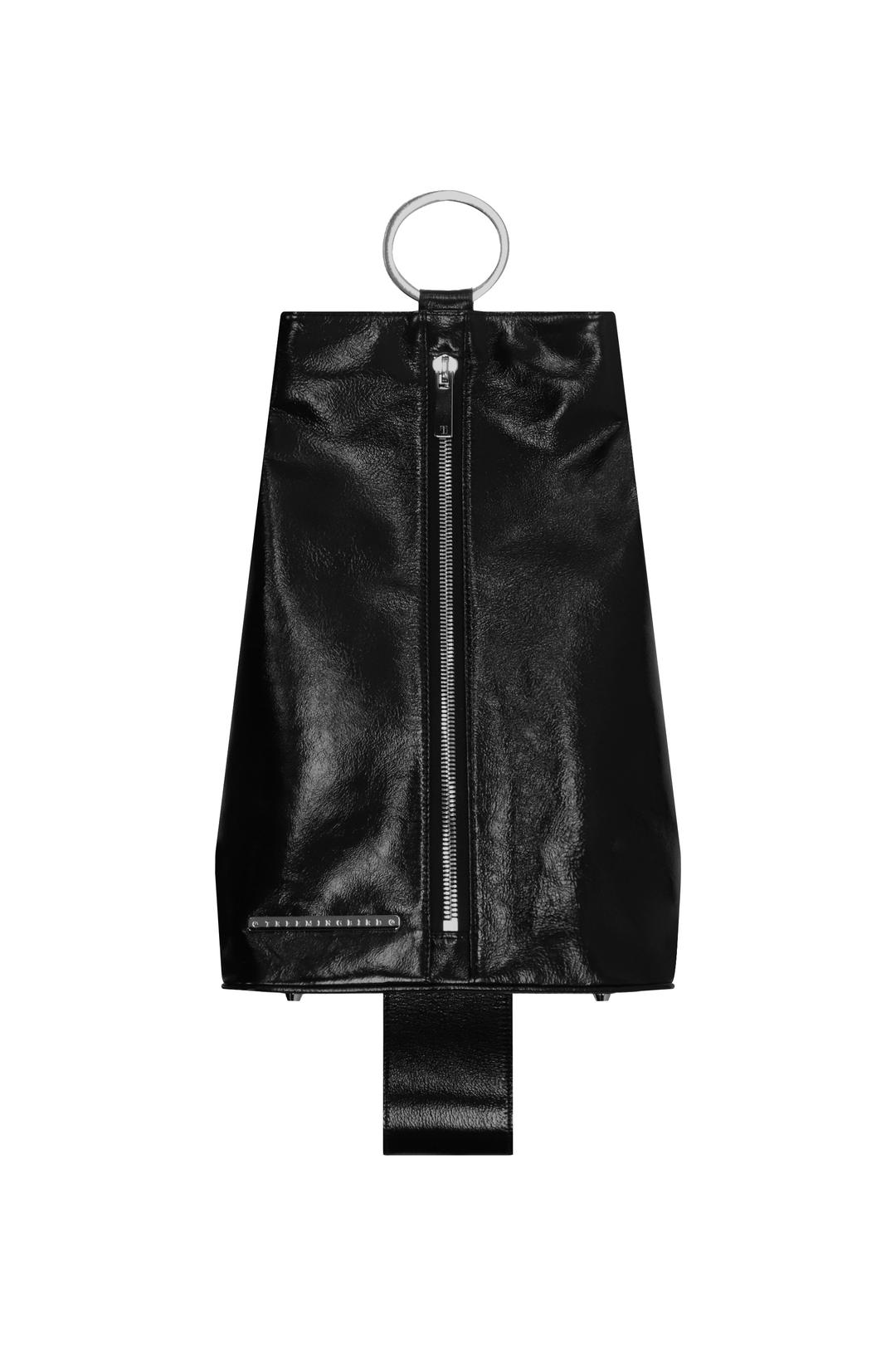 2-Way Carried O Ring Leather Bag [ Black ]