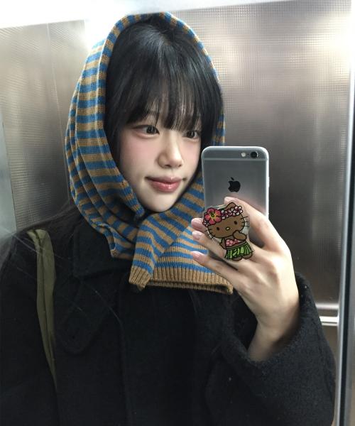 캐시미어 스트라이프 머플러_블루/브라운