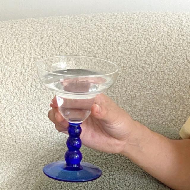 코지림 블루 구슬드롭 와인잔 고블렛잔 하이볼 칵테일 온더락잔 홈카페 위스키