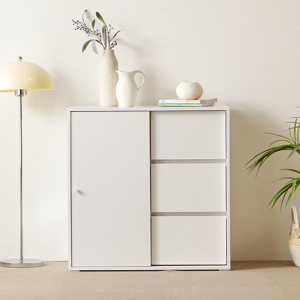 리드로퍼니처 E0등급 스르르 슬라이딩 다용도 수납장 1도어서랍 800 2colors