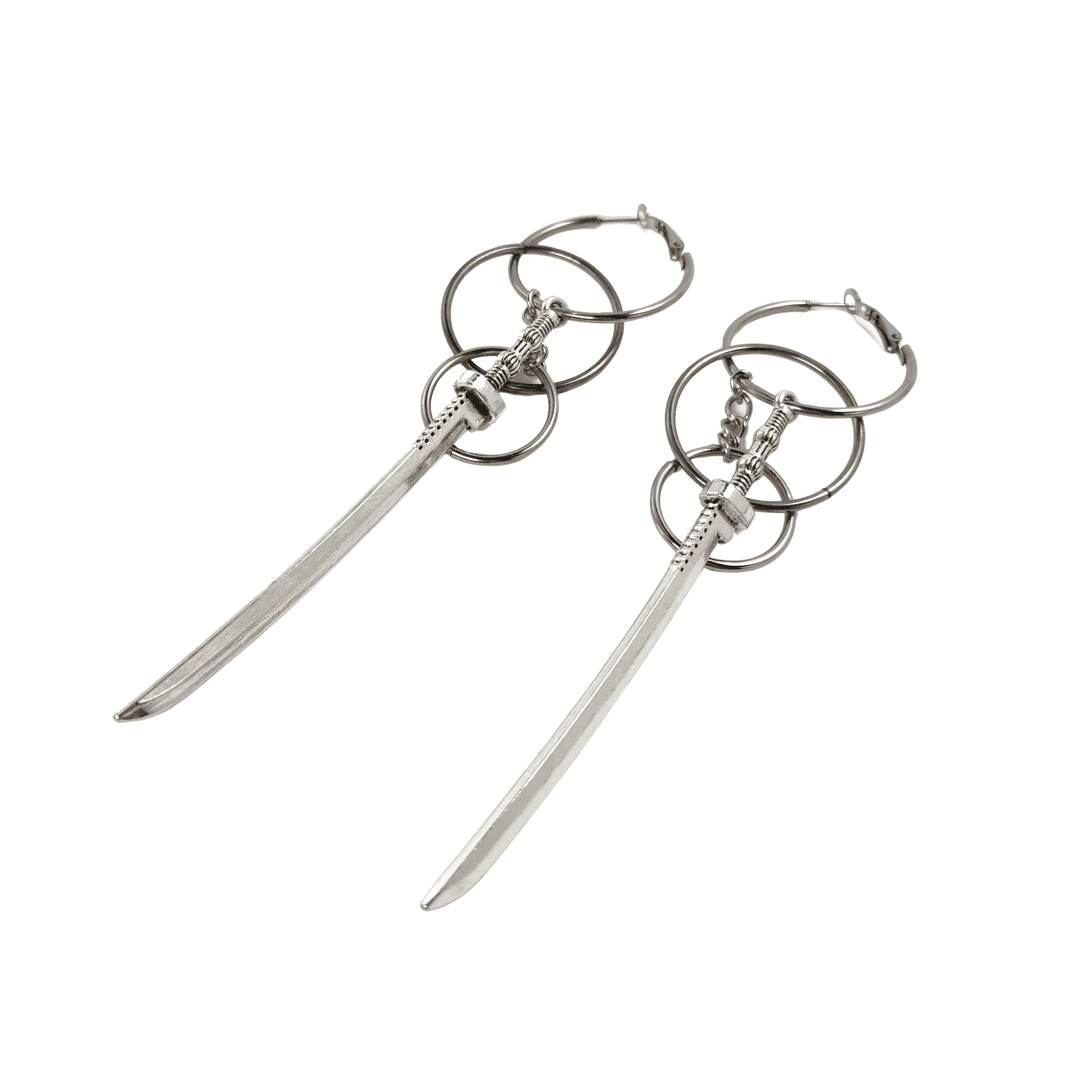 Fervooor Unique round and sword earrings hoop - a pair of earrings
