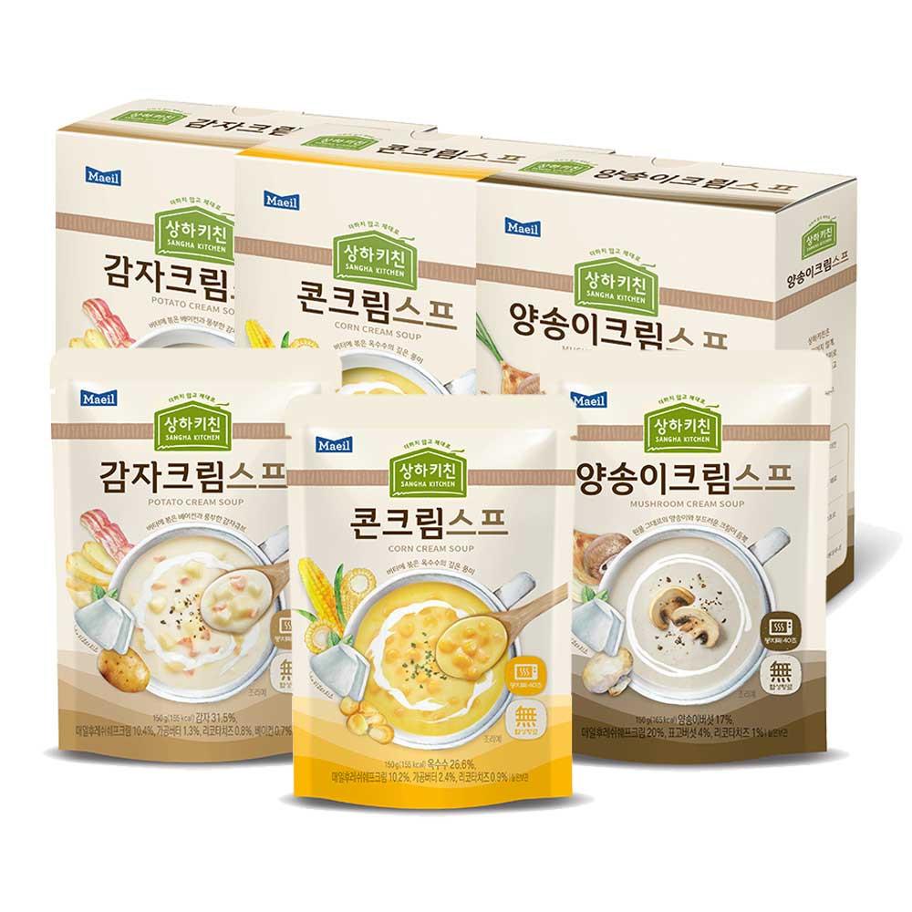 상하키친 스프 기획세트(감자크림3팩,양송이크림3팩,콘크림3팩 총 9팩)