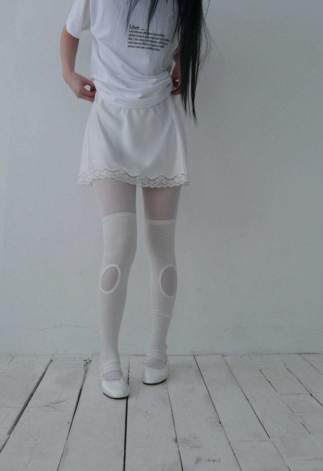 Satin Lace Mini Skirt, 2color