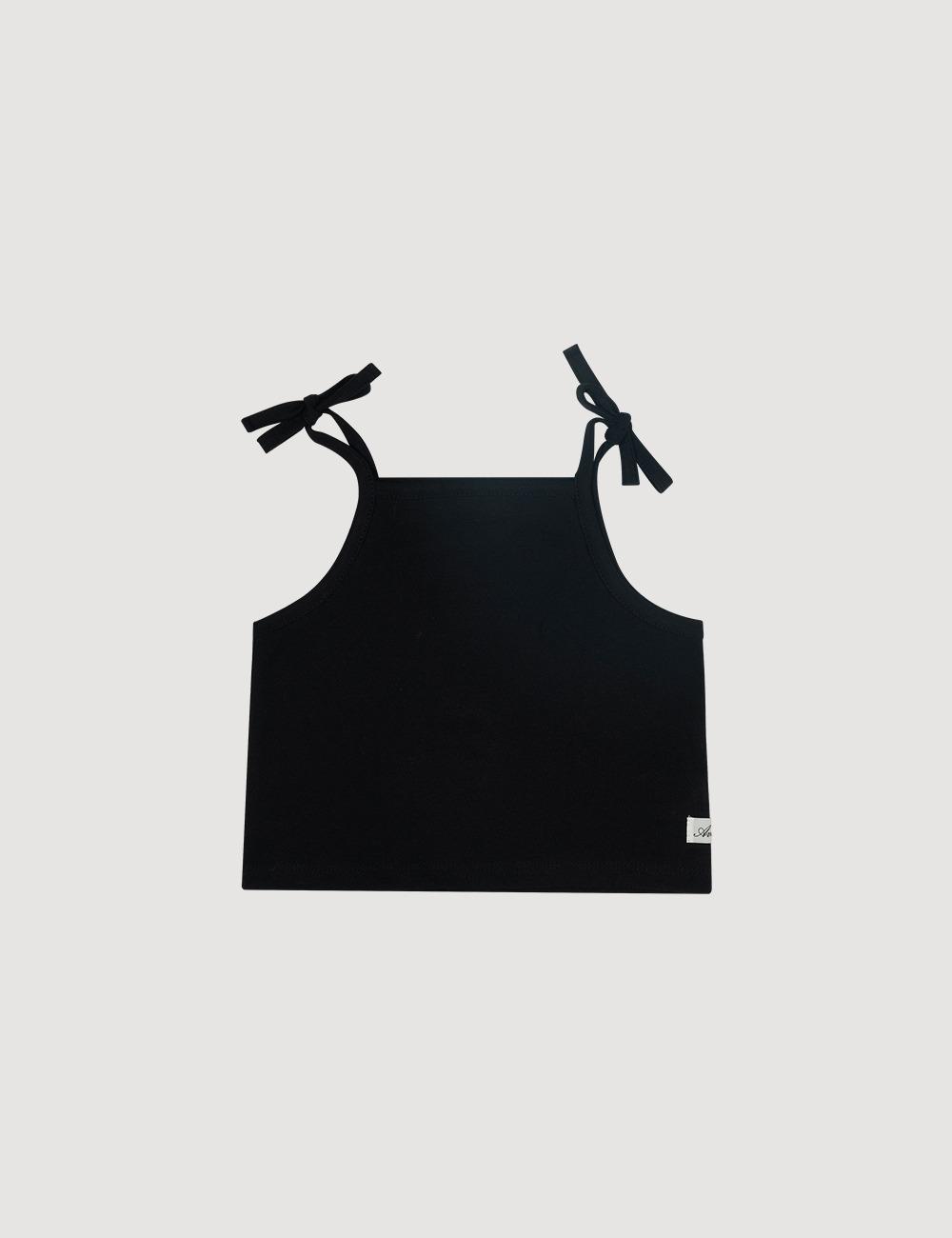 리본 민소매 탑