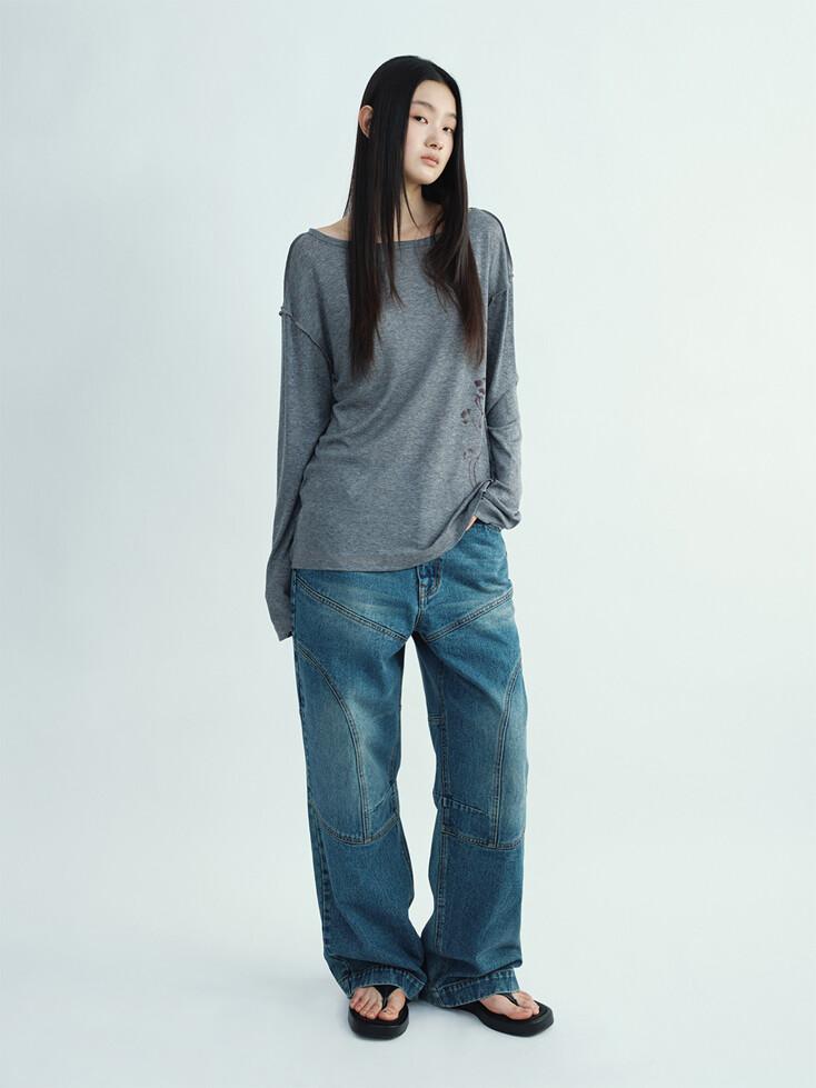 리브드 타투 롱슬리브 [그레이]