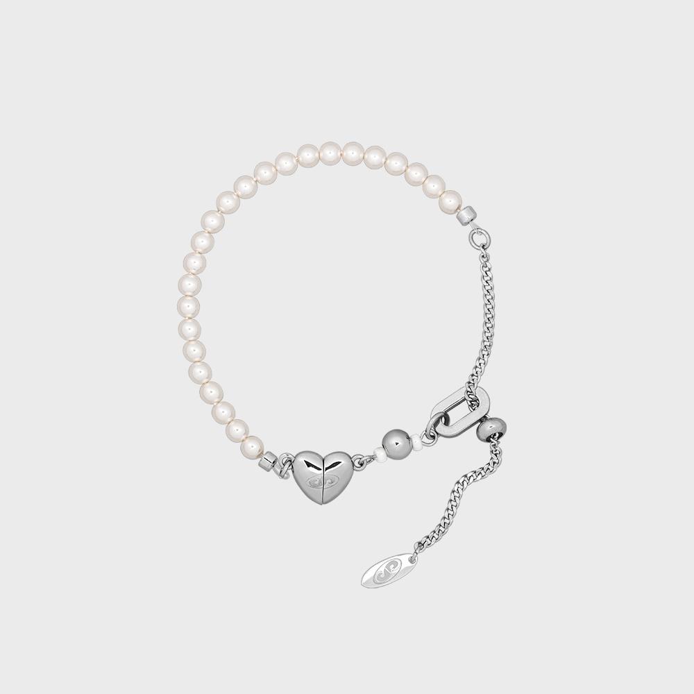 NO.438 [SILVER] PEARL HEART BRACELET