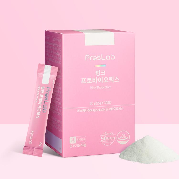 프로스랩 핑크 프로바이오틱스 여성 질 유산균 30포 1박스