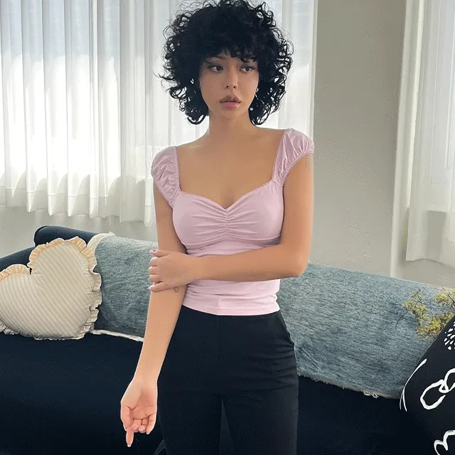 하트넥퍼프나시 레이스나시 슬림나시 빈티지한나시 y2k 청순한나시 셔링나시