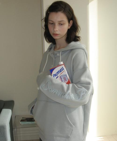 Bold Logo Button Hoodie - Pistachio