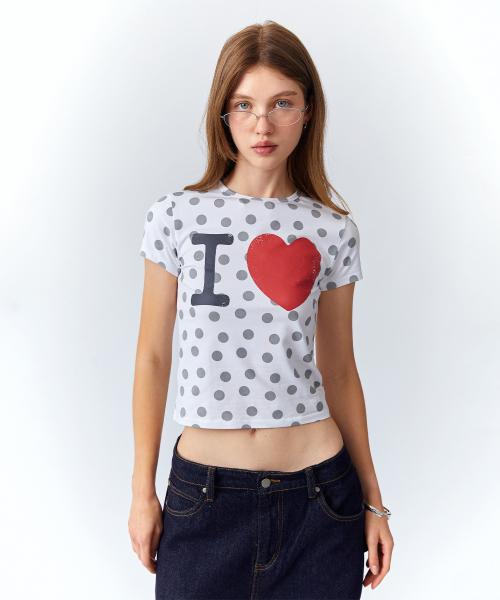 I LOVE CROP TEE [WHITE]