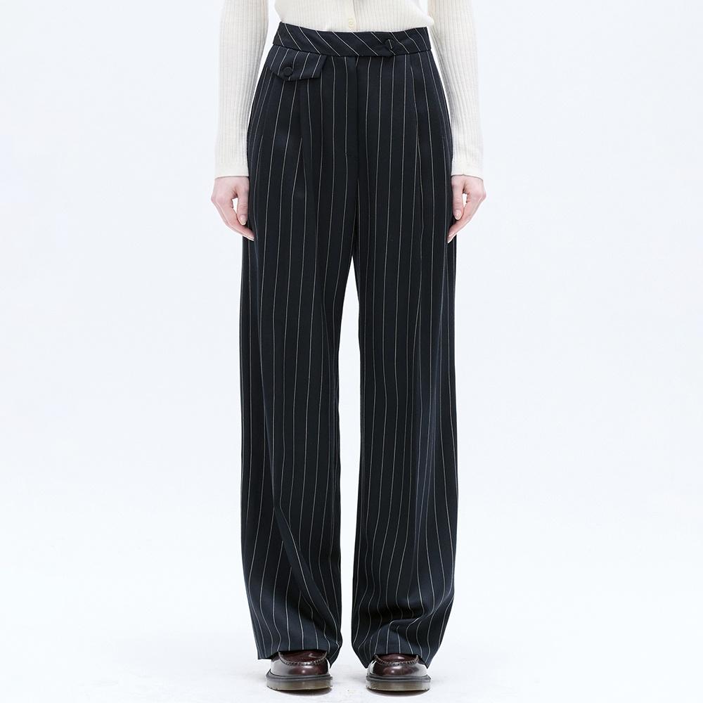 PINTUCK TAILORED WIDE PANTS_NAVY