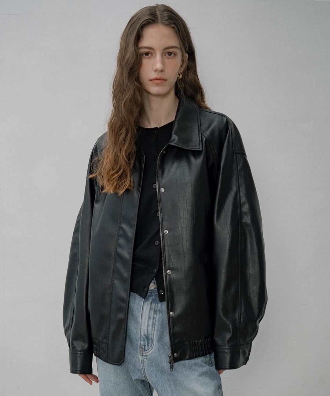 [직진배송]SIOT4141 얼반 페이크 레더 자켓