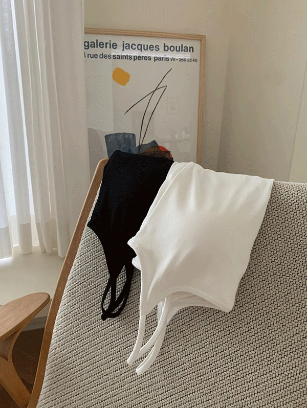 [편해요][패드고정][2color] 데일리 베이직 브라탑 유넥 캡나시 편한 무지 운동 필라테스 요가 헬스 패드 안돌아가는 캡내장