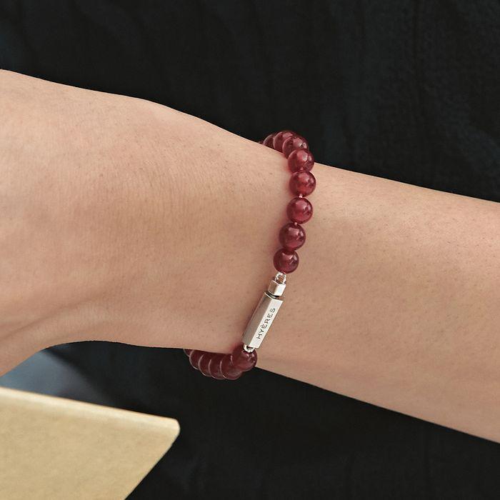 H에디션 (W) 볼 레드 제이드 비즈 팔찌 HL6B46628WB