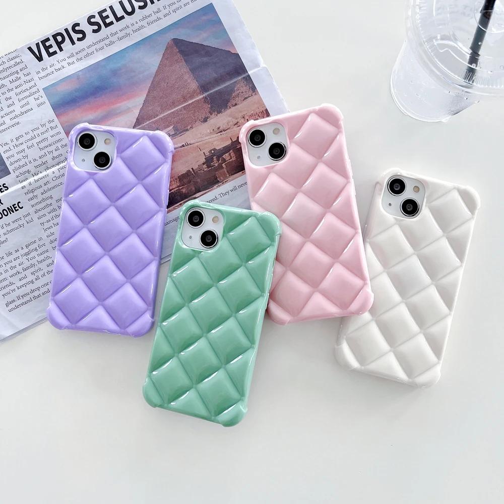 3D 직조 패턴 휴대폰 케이스, 아이폰용, 아이폰 13, 12, 11 프로 맥스, 13, Xr, X, Xs 맥스, 7, 8 플러스용, 소프트 실리콘 충격 방지 커버